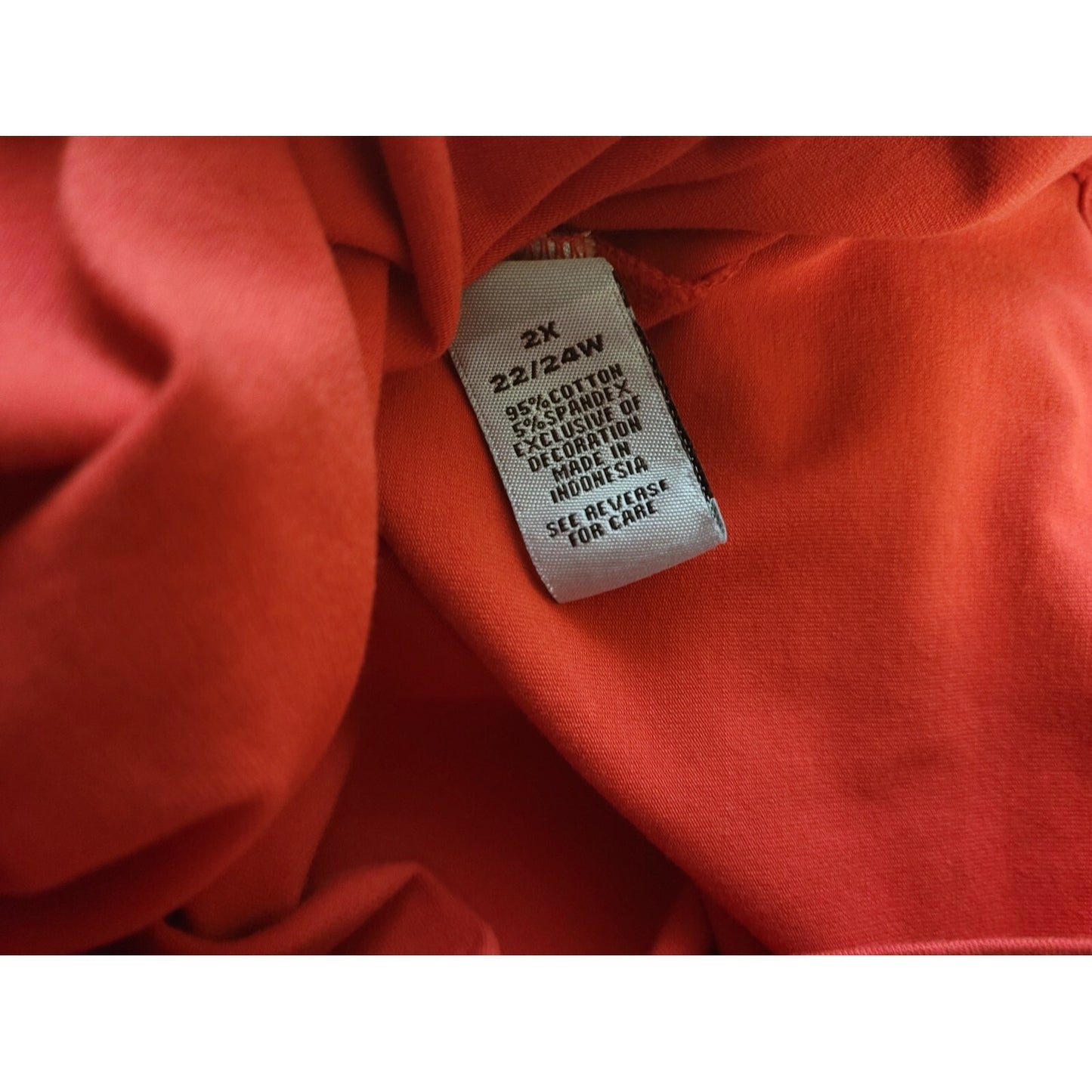 Catherines Womens Top 2X 22W 24W Plus 3/4 Sleeve Crochet Pullover Red Stretchy