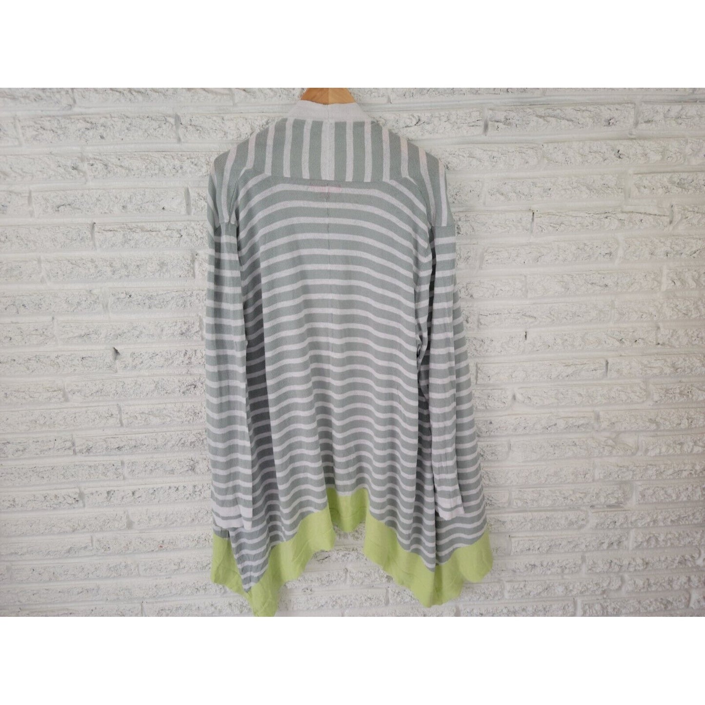 Woman Within Womens Sweater 3X Cardigan Open Gray Stripe Lightweight Asymmetric