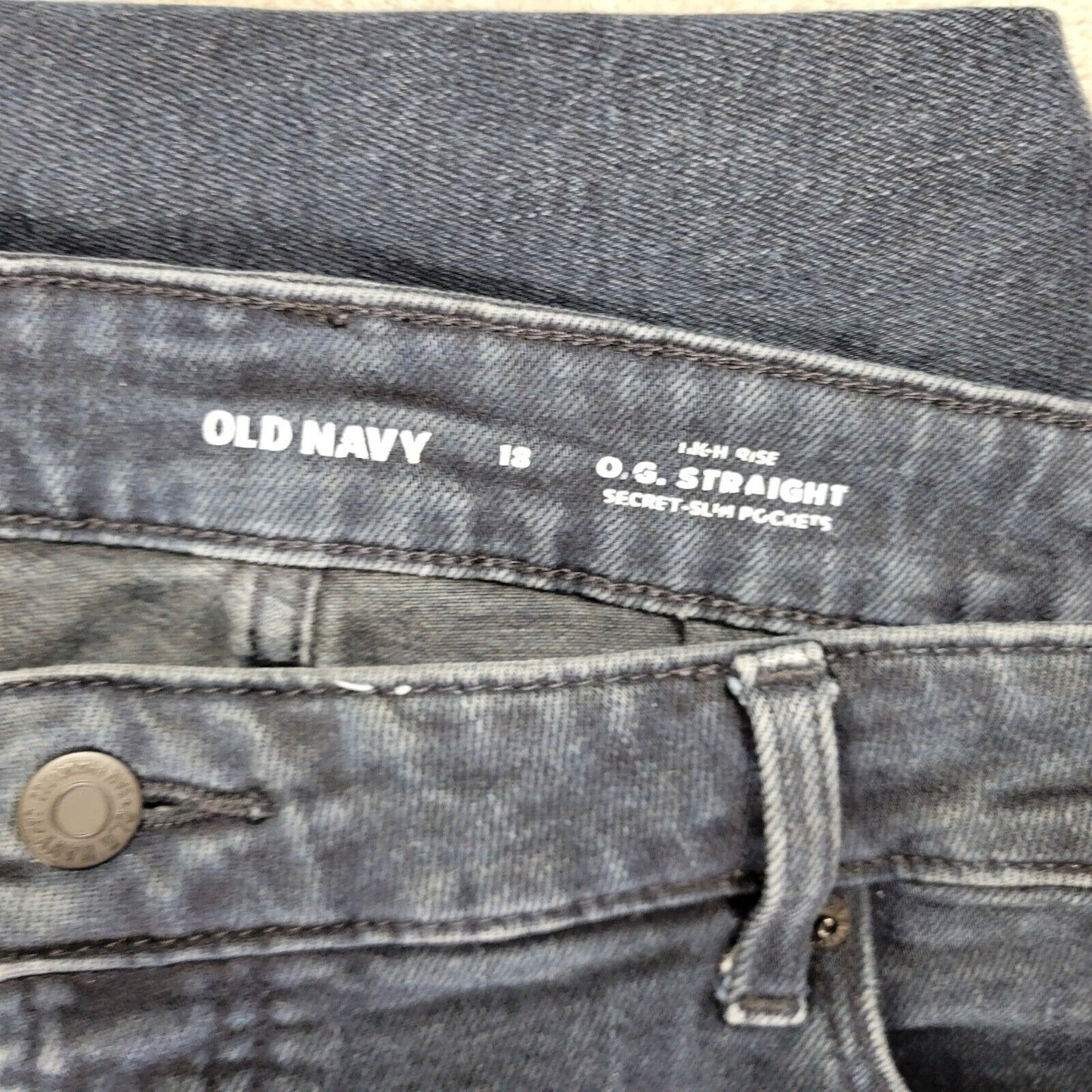 Old Navy Womens Jeans 18 Distressed Cropped Raw Hem Button Secret Slim Pockets