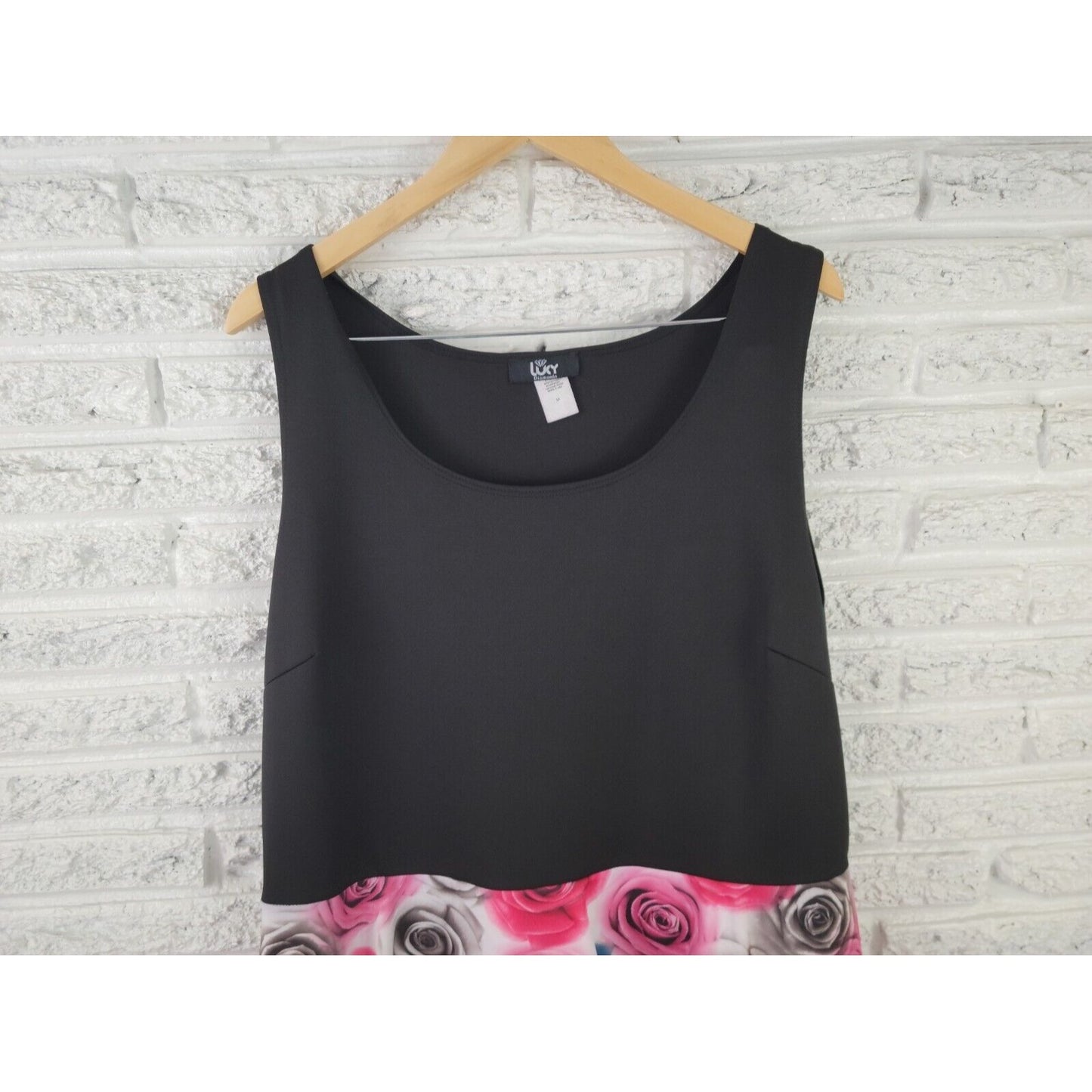 Lucy Diamonds Womens Dress 3X Plus Tank Mini Pull On Tiered Pink Floral Casual