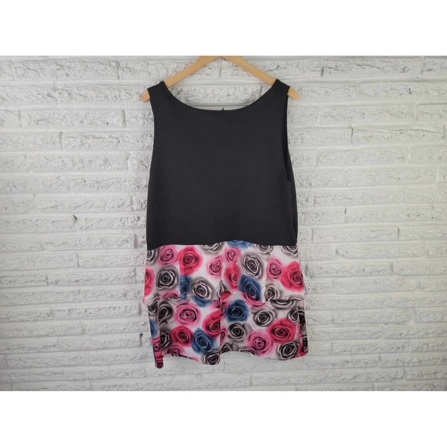 Lucy Diamonds Womens Dress 3X Plus Tank Mini Pull On Tiered Pink Floral Casual