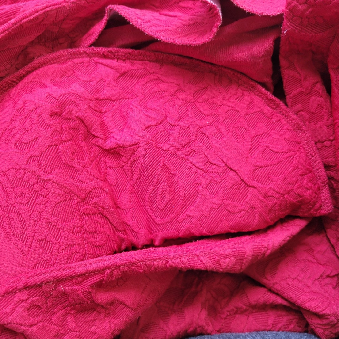 Maggie Barnes Womens Jacket Dress 5X Plus 3/4 Sleeve Red Paisley Office Wedding