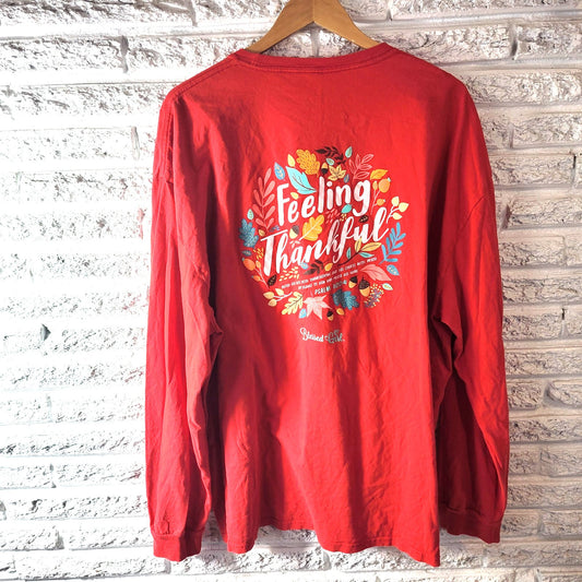 Thanksgiving Blessed Girl Women Top 3X Plus Tee Red Christian Psalm 100:4 Cotton