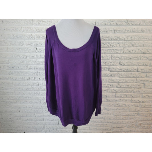 Lane Bryant Women Sweater 26 28 Plus Pullover Long Sleeve Purple Career Casual
