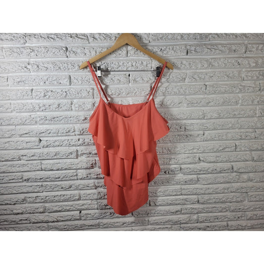 Chicsoul Women Swimsuit XXXL 3XL Plus One Piece Peach Adjustable Spaghetti Strap