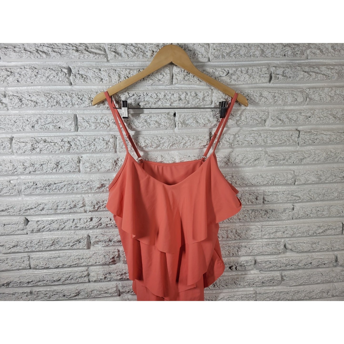 Chicsoul Women Swimsuit XXXL 3XL Plus One Piece Peach Adjustable Spaghetti Strap