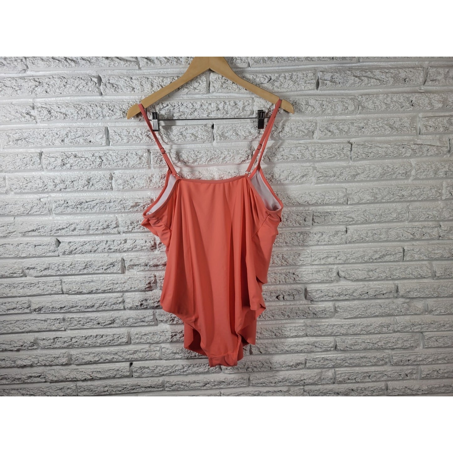Chicsoul Women Swimsuit XXXL 3XL Plus One Piece Peach Adjustable Spaghetti Strap