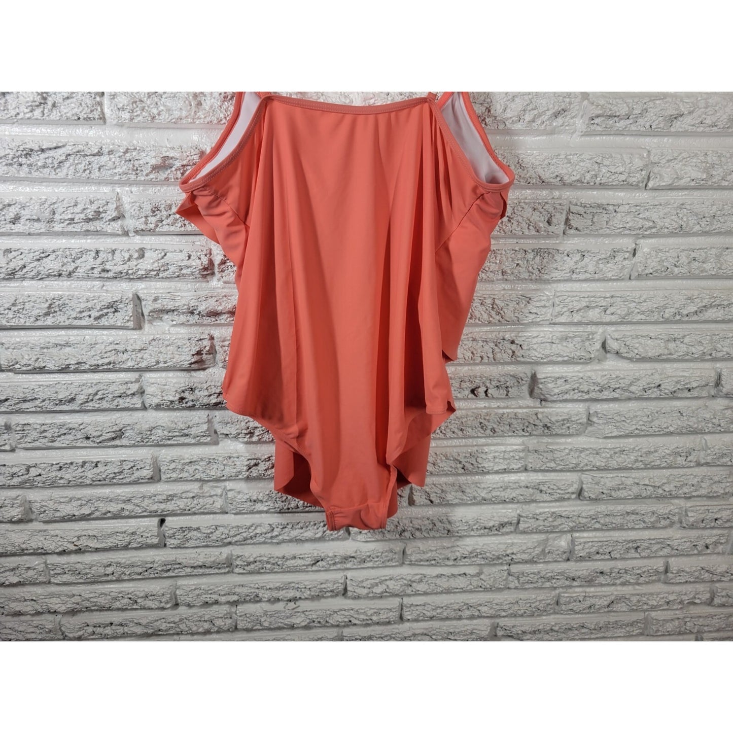 Chicsoul Women Swimsuit XXXL 3XL Plus One Piece Peach Adjustable Spaghetti Strap