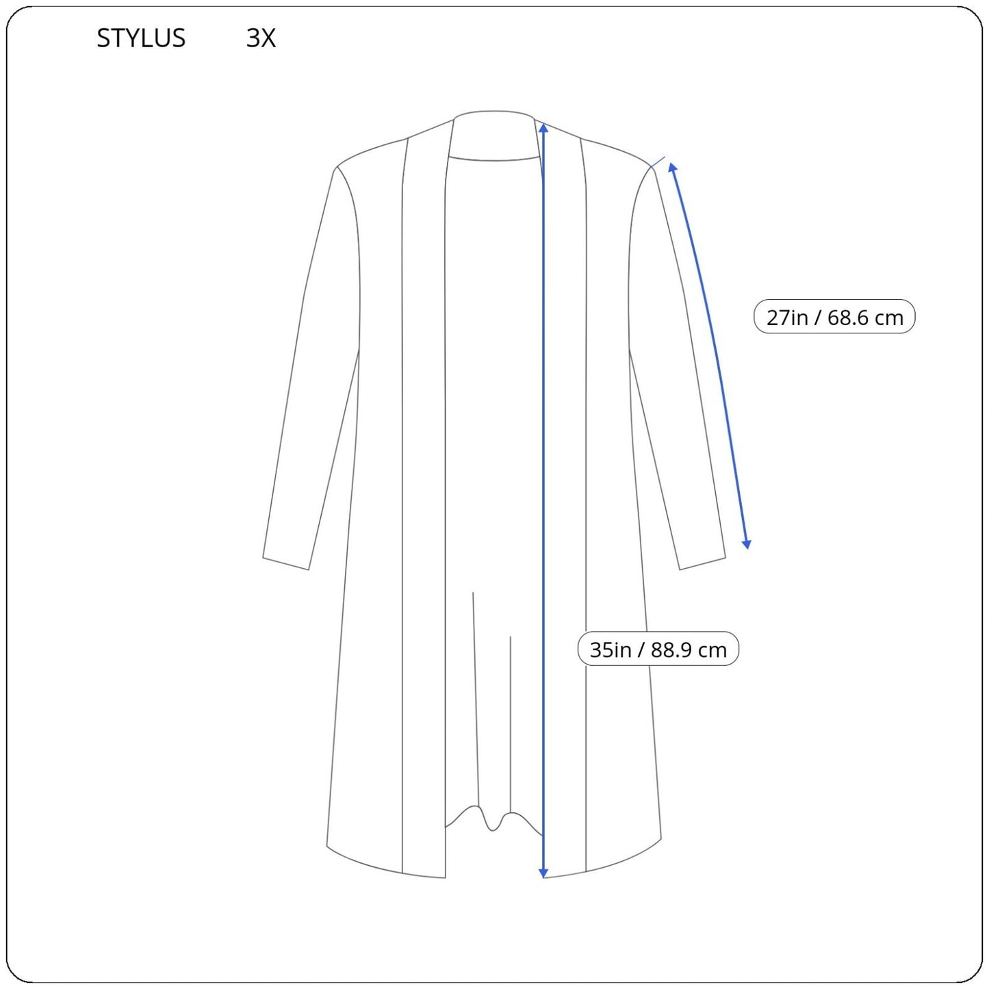 Stylus Women Sweater 3x Plus Cardigan Open Black Asymmetric Cotton Blend Comfy