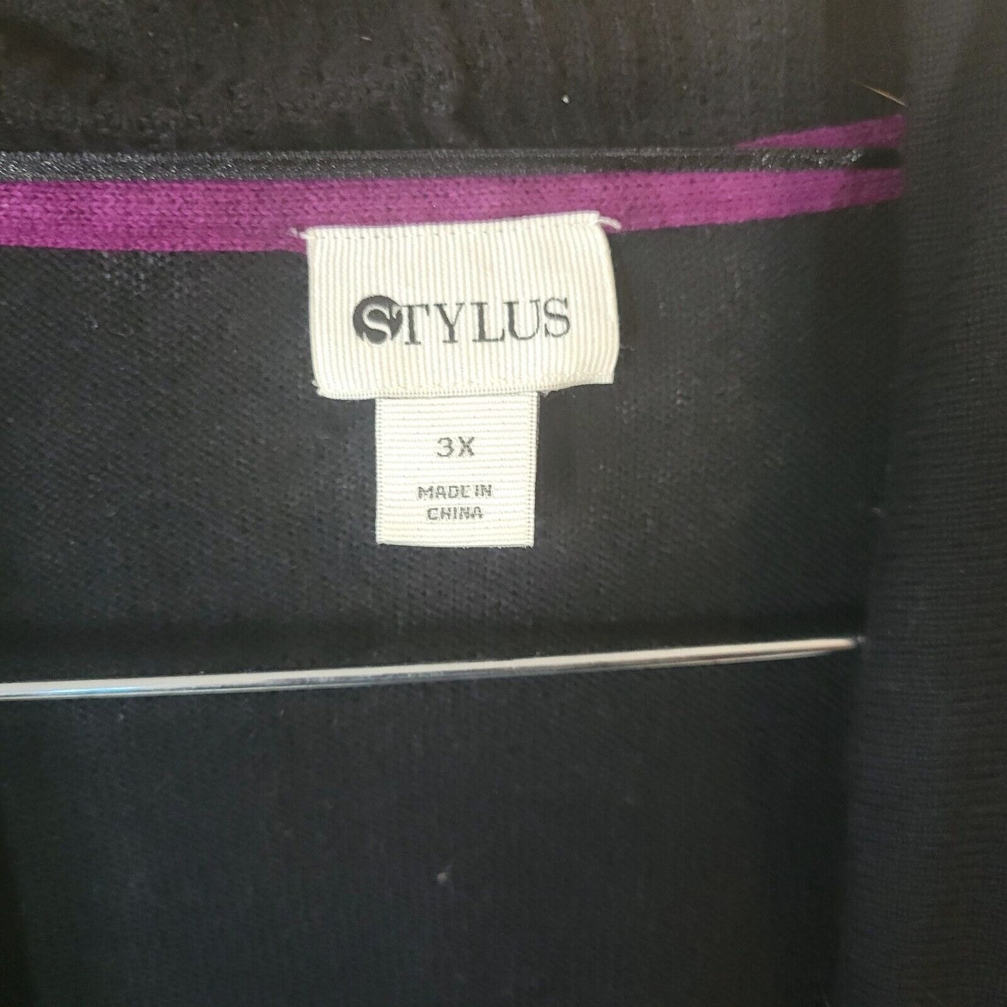 Stylus Women Sweater 3x Plus Cardigan Open Black Asymmetric Cotton Blend Comfy