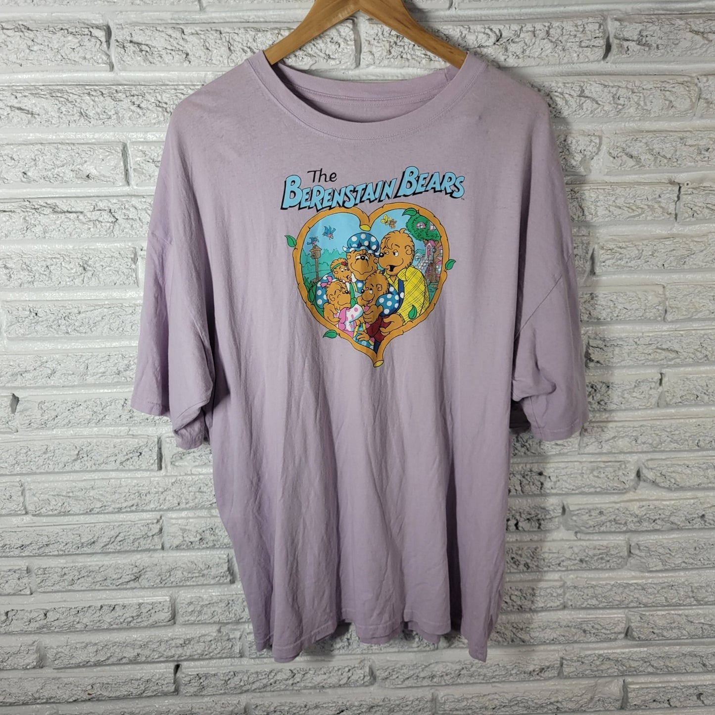 Bearenstain Bears One Size Tee Womens 1X Plus Muted Lavender Graphic Cotton Crew