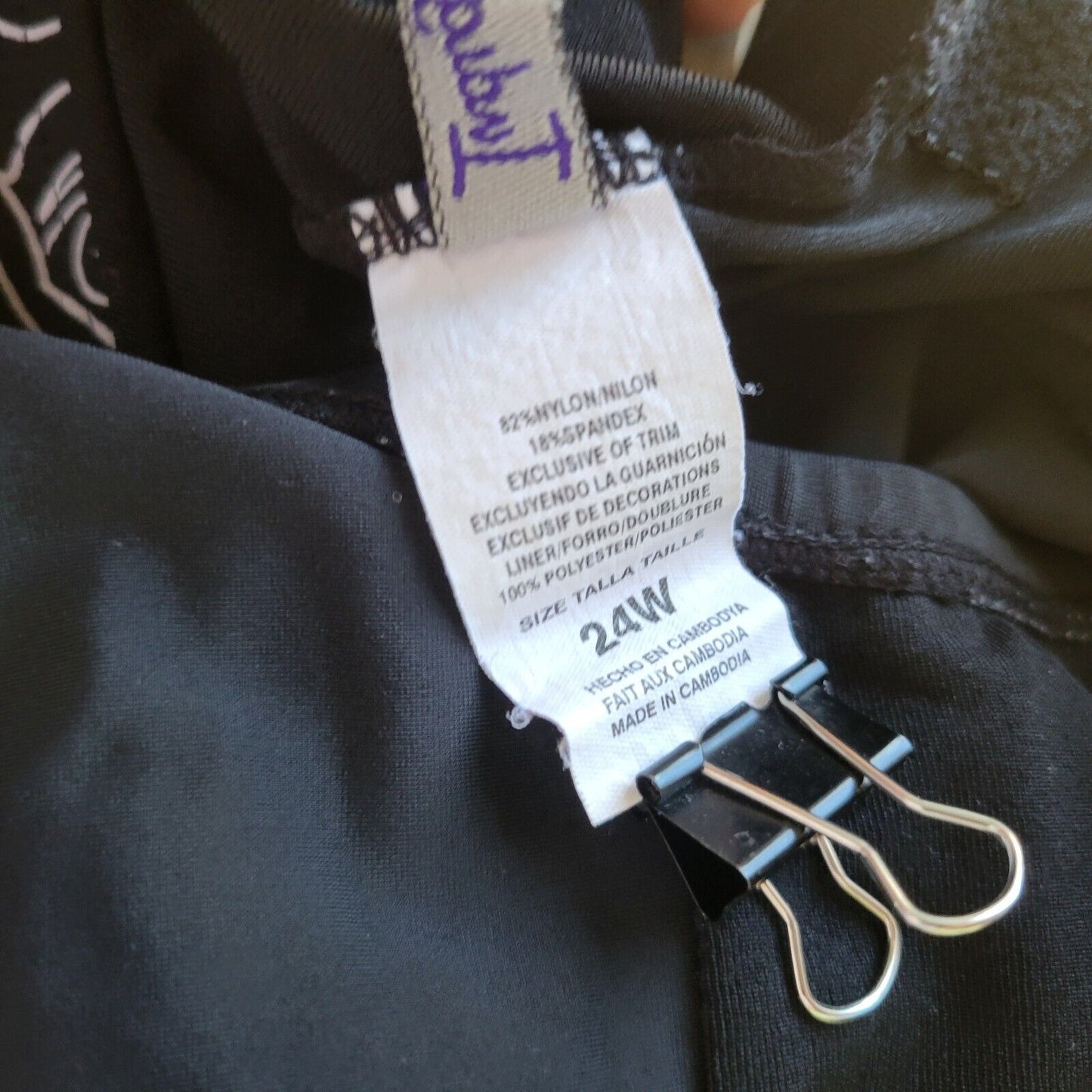 Indigo Bay Womens Swimsuit 24W One Piece Skirted Wide Strap Black Floral Lined