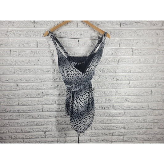 Captiva Christina Womens Swimsuit 2X One Piece Wide Strap Criss Cross Back Gray