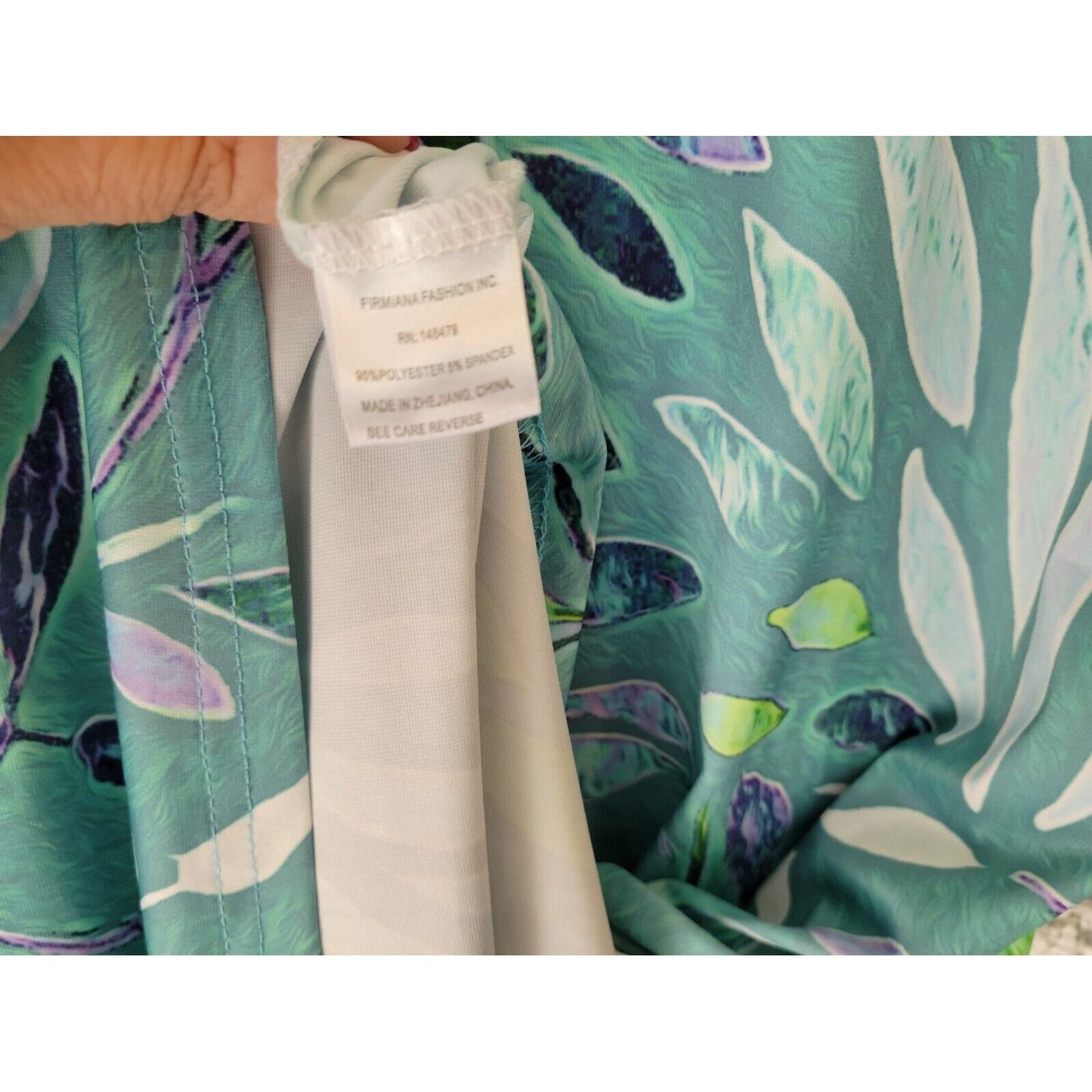 Lily by Firmiana Women Dress 1XL Plus Mini Shirt Blue Floral Pullover Poly Blend