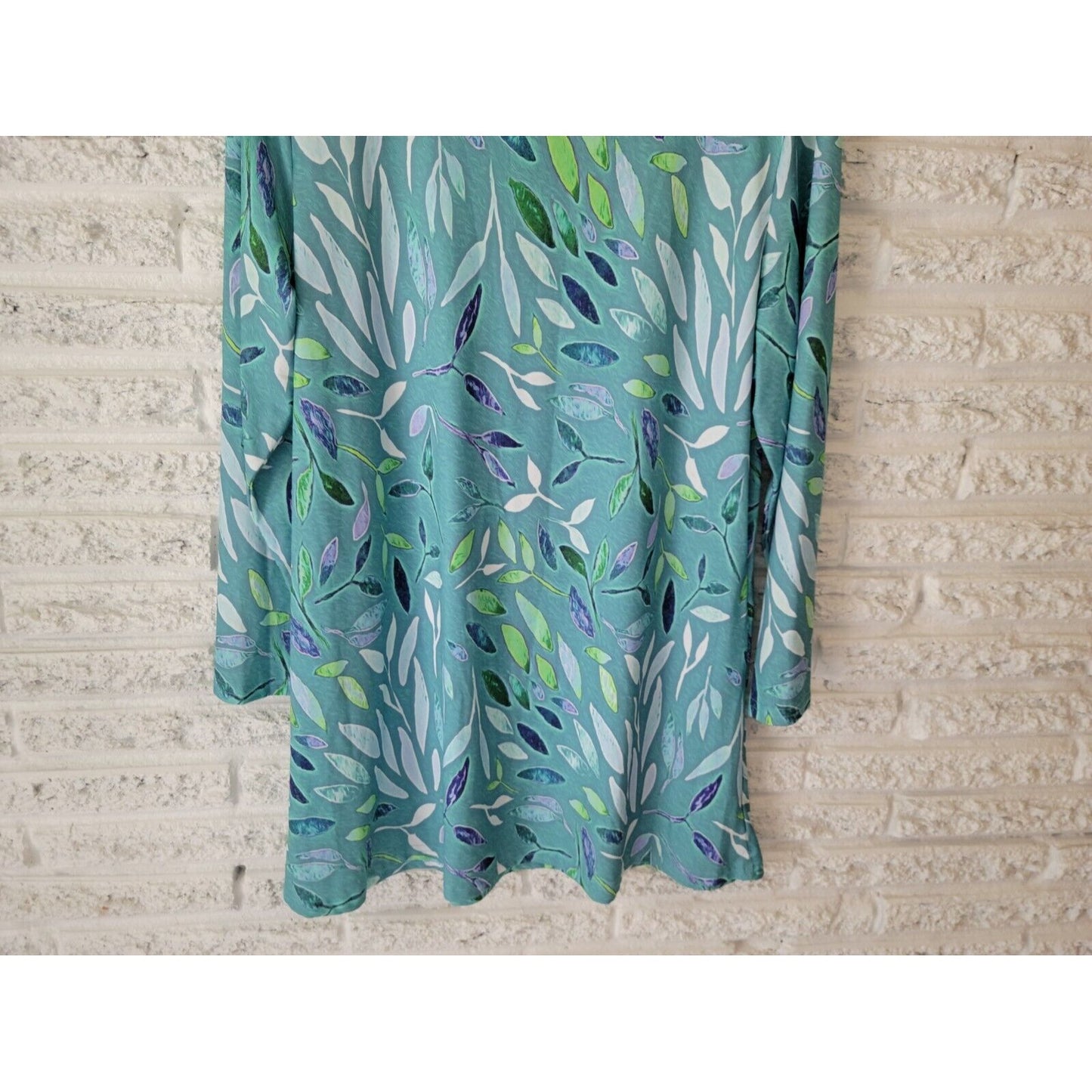 Lily by Firmiana Women Dress 1XL Plus Mini Shirt Blue Floral Pullover Poly Blend