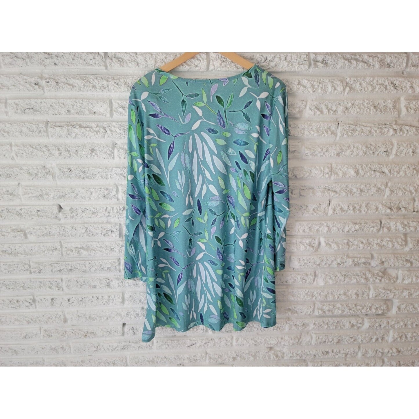 Lily by Firmiana Women Dress 1XL Plus Mini Shirt Blue Floral Pullover Poly Blend