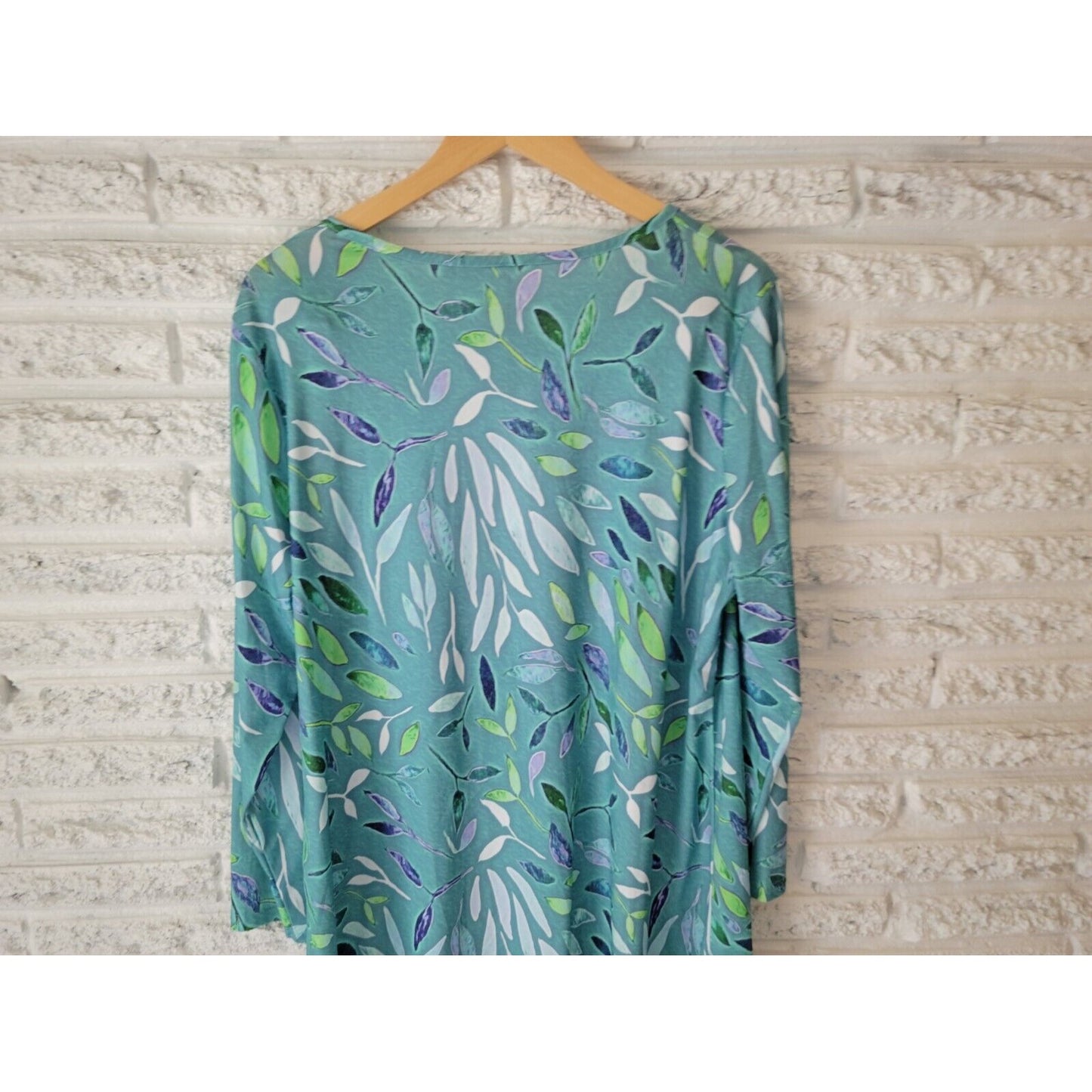 Lily by Firmiana Women Dress 1XL Plus Mini Shirt Blue Floral Pullover Poly Blend