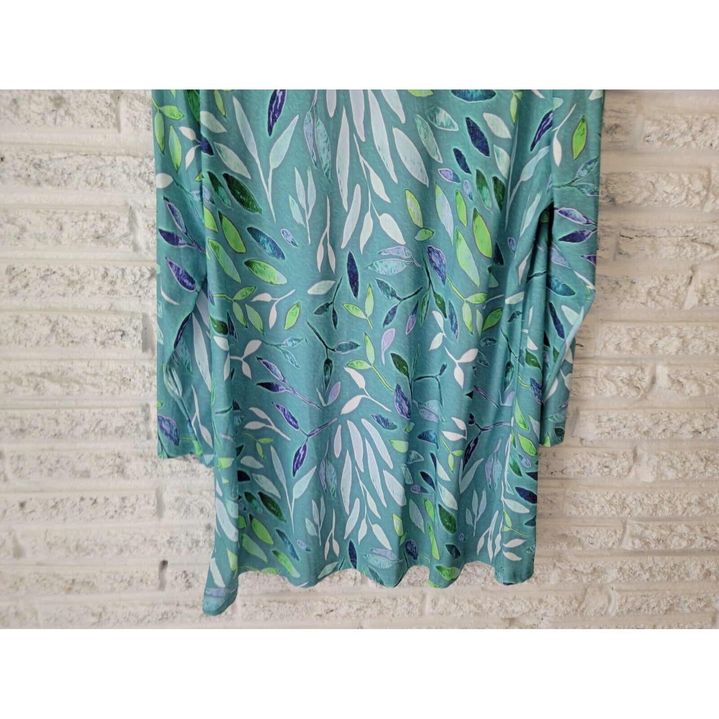 Lily by Firmiana Women Dress 1XL Plus Mini Shirt Blue Floral Pullover Poly Blend