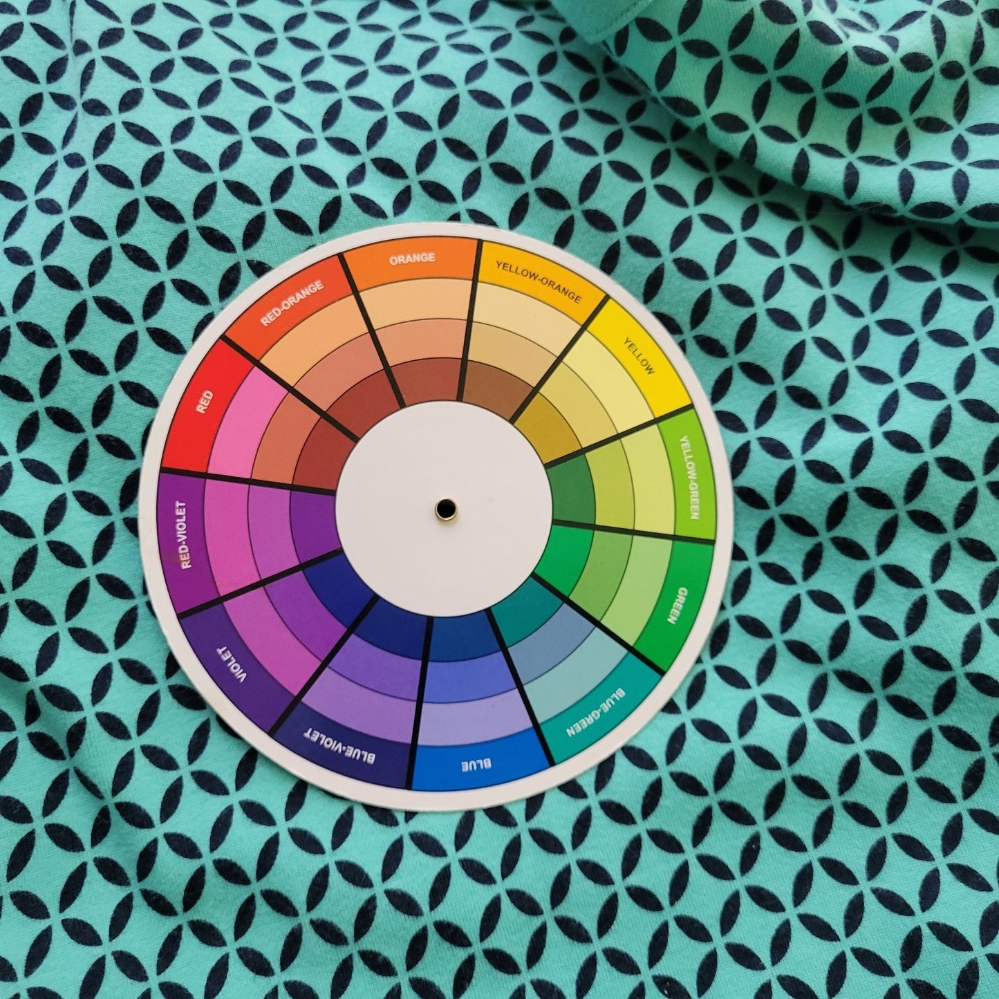 Croft Barrow Womens Top XXL Plus 3/4 Sleeve Blue Geometric Cotton Deco Buttons