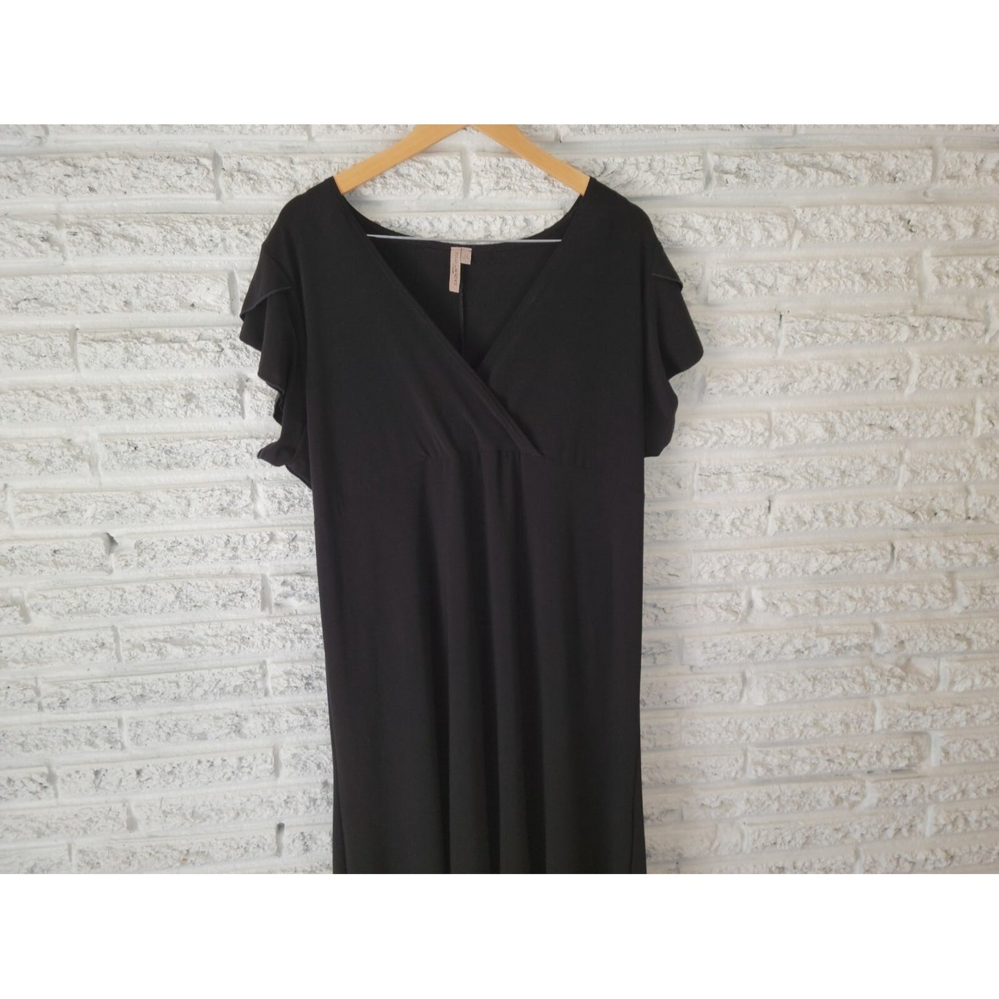 Susan Lawrence Womens Dress 2X Plus Shift Short Sleeve Black Asymmetric Casual