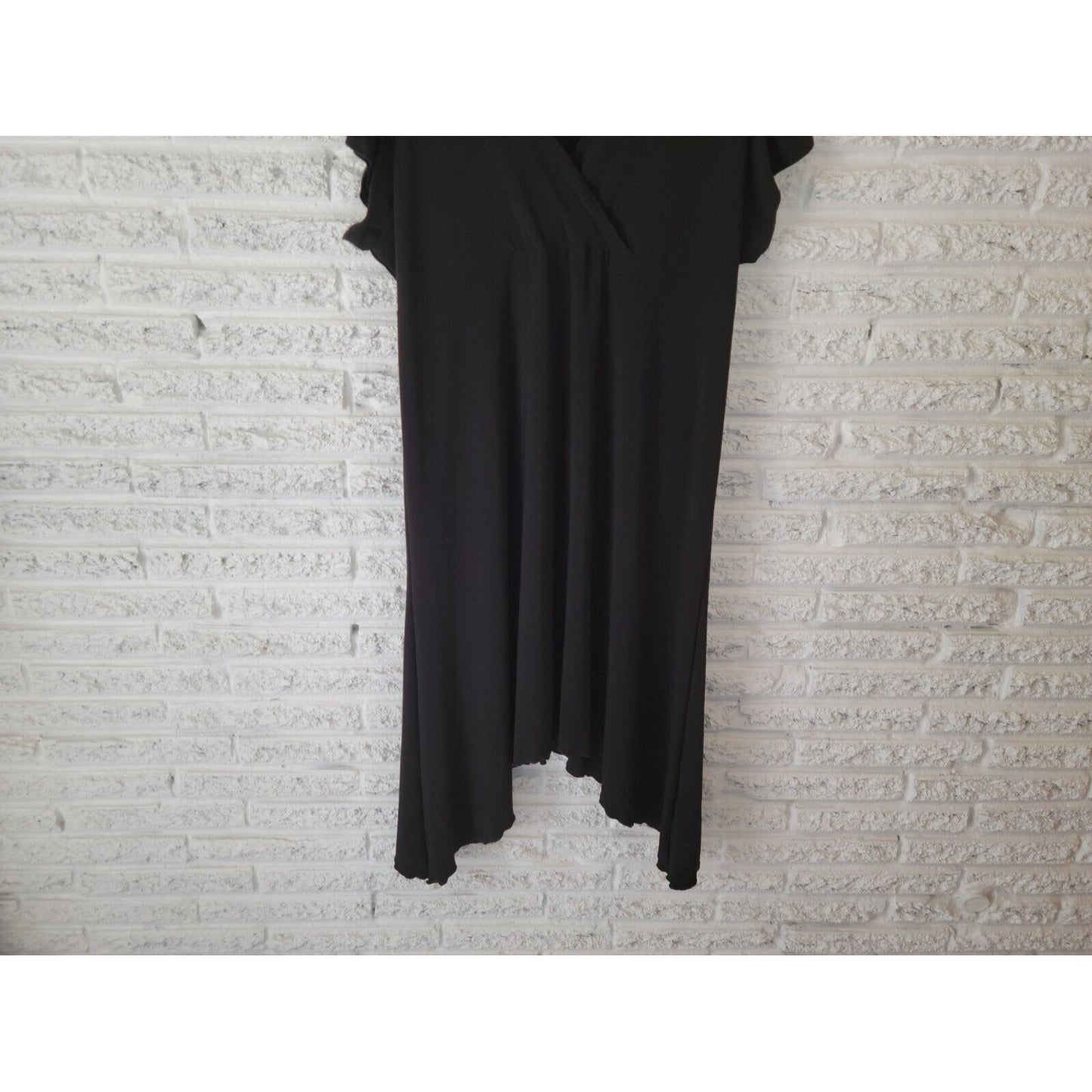 Susan Lawrence Womens Dress 2X Plus Shift Short Sleeve Black Asymmetric Casual