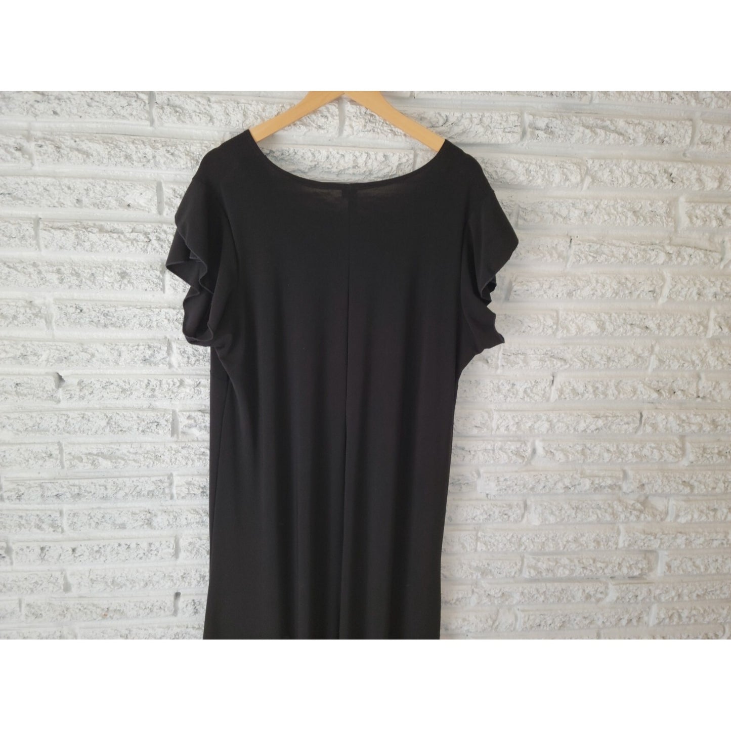 Susan Lawrence Womens Dress 2X Plus Shift Short Sleeve Black Asymmetric Casual