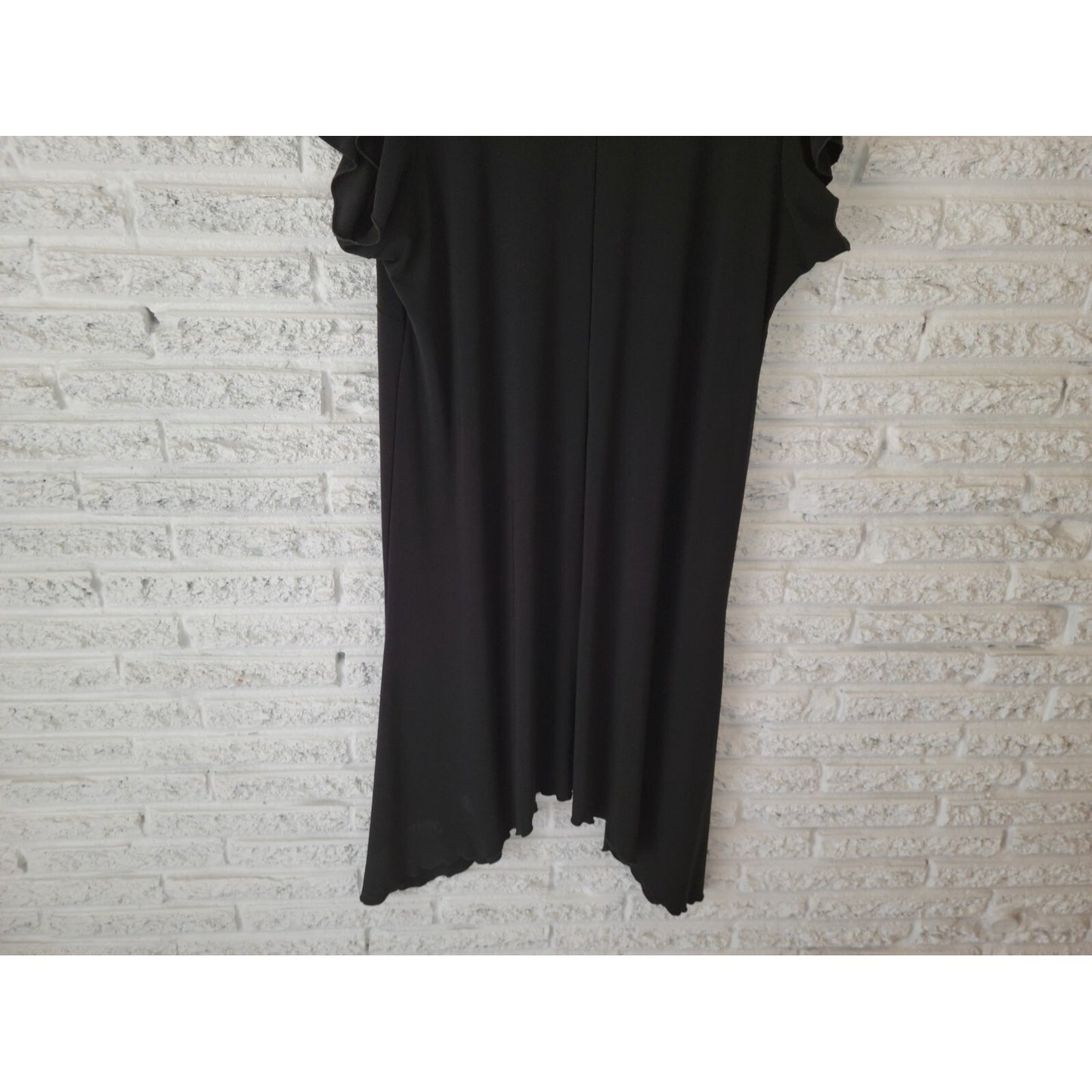 Susan Lawrence Womens Dress 2X Plus Shift Short Sleeve Black Asymmetric Casual