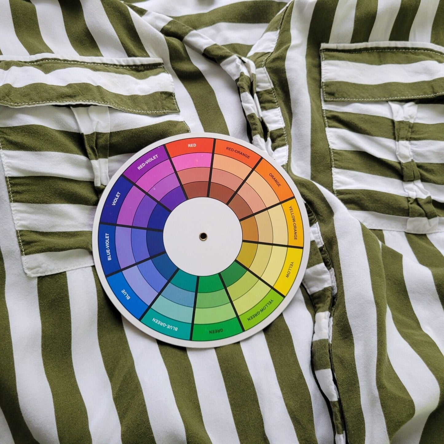 Ana Womens Top 2X Roll Tab Sleeve Rayon Green White Stripe  Lightweight Pockets