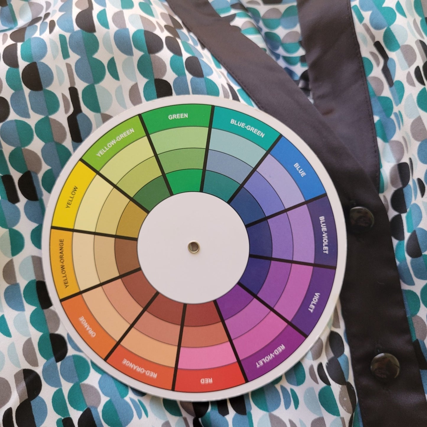 JM Collection Womens Top 16W Plus 3/4 Sleeve Blue Geometric Circles Poly Blend