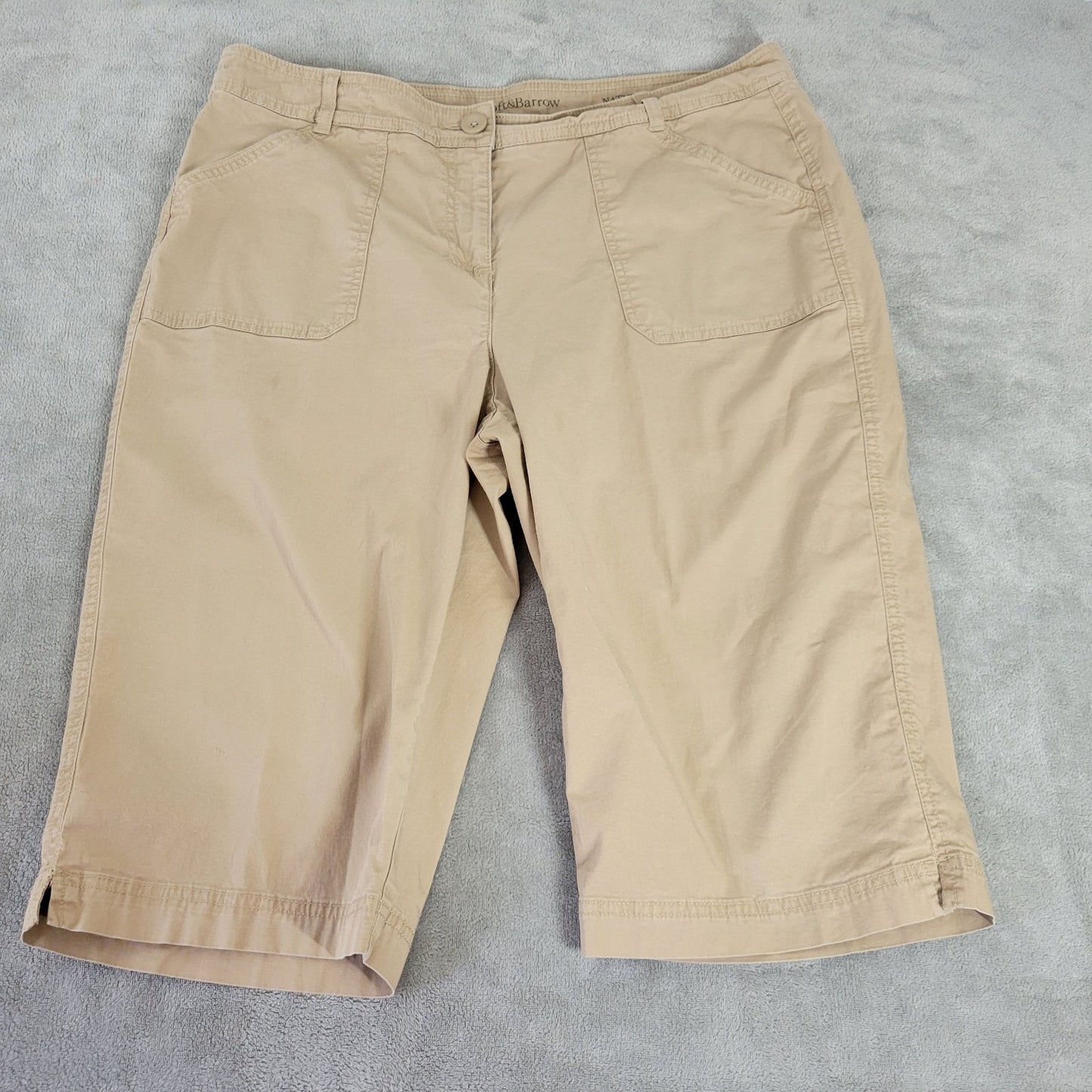 Croft Barrow Womens Shorts 16 Plus Bermuda Beige Walking Natural Fit Zip Fly