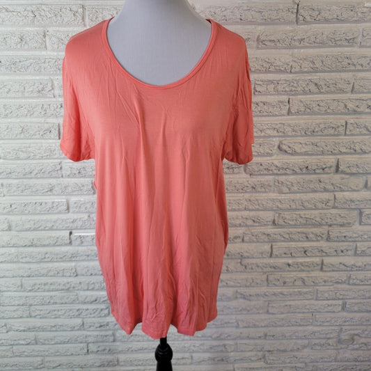 Agnes Dora Womens Top 2XL Plus Tee Short Sleeve Orange Lightweight Rayon Blend