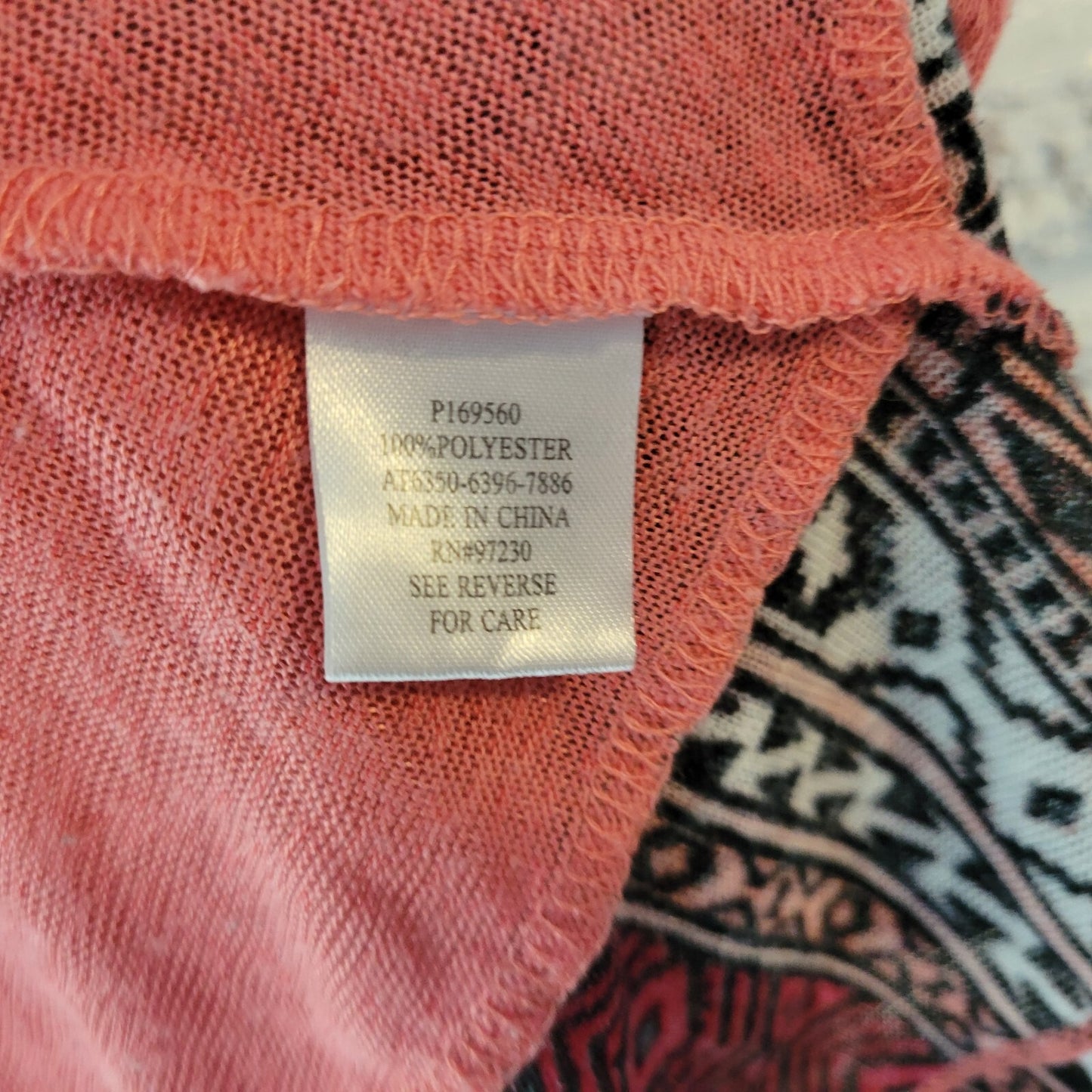 Almost Famous Womens Top 3X Plus Tank Boho Pink Burgundy Geometric Fringe Sheer