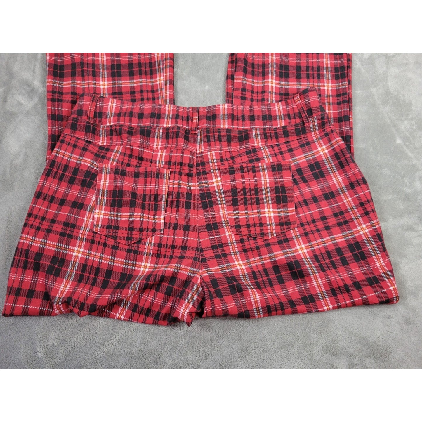 Cato Women Pants 18W 20W Plus Boot Cut Red Plaid Pull On Poly Blend Comfort