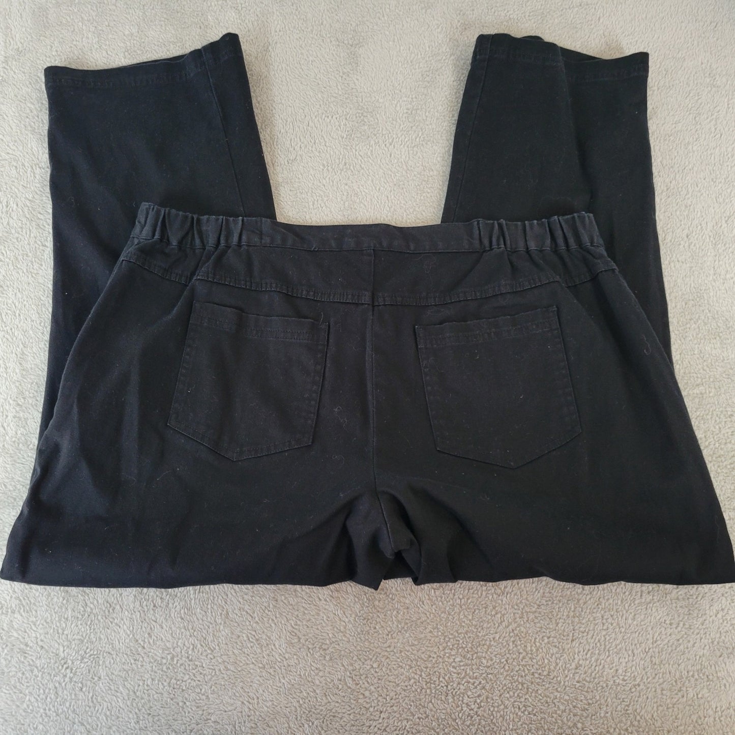 CJ Banks Womens Pants 16W Pants Cropped Straight Leg Black Zip Fly Comfy Pockets