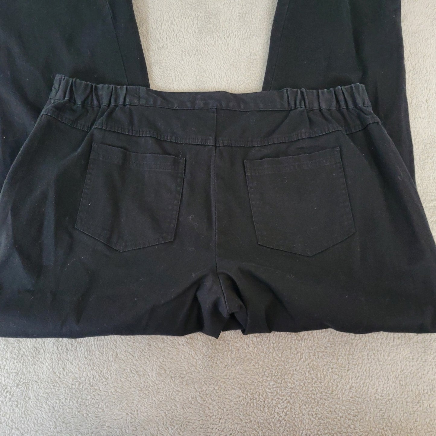 CJ Banks Womens Pants 16W Pants Cropped Straight Leg Black Zip Fly Comfy Pockets