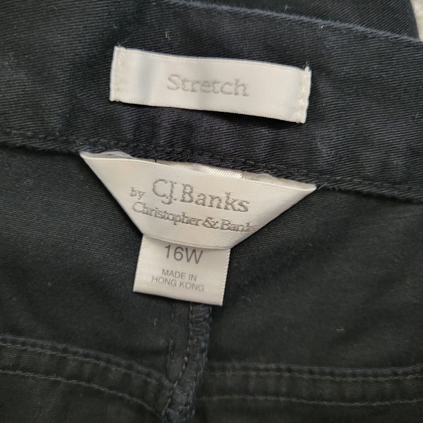 CJ Banks Womens Pants 16W Pants Cropped Straight Leg Black Zip Fly Comfy Pockets