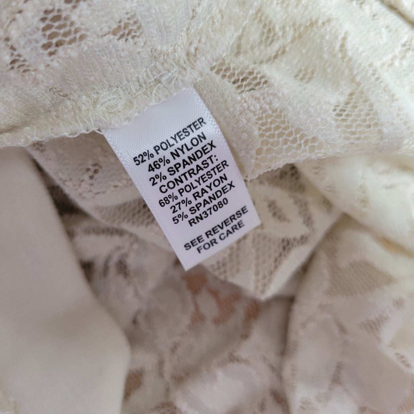 Cato Womens Top Extra Large Long Sleeve White Poly Blend Lightweight Sheer Lace