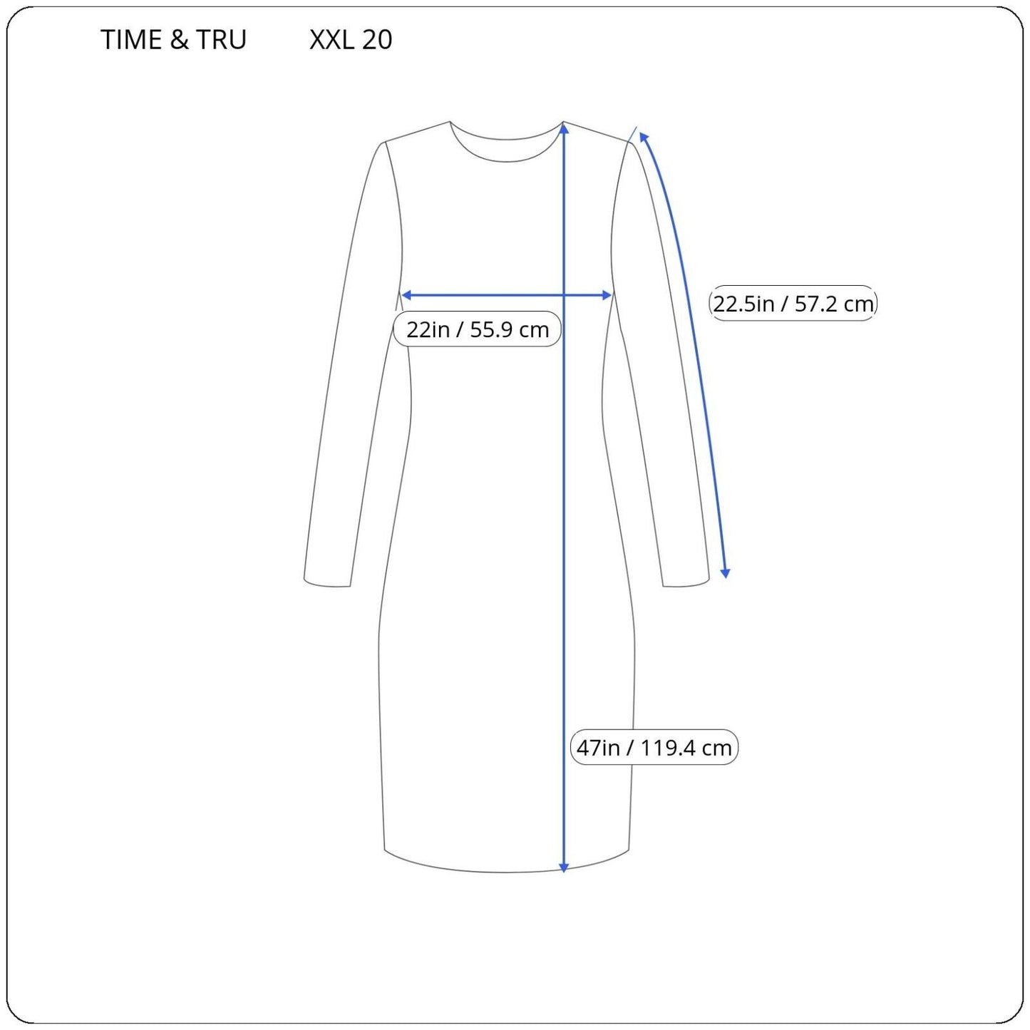 Time Tru Womens Maternity Dress XXL 20 Long Sleeve Blue Floral Casual Comfy