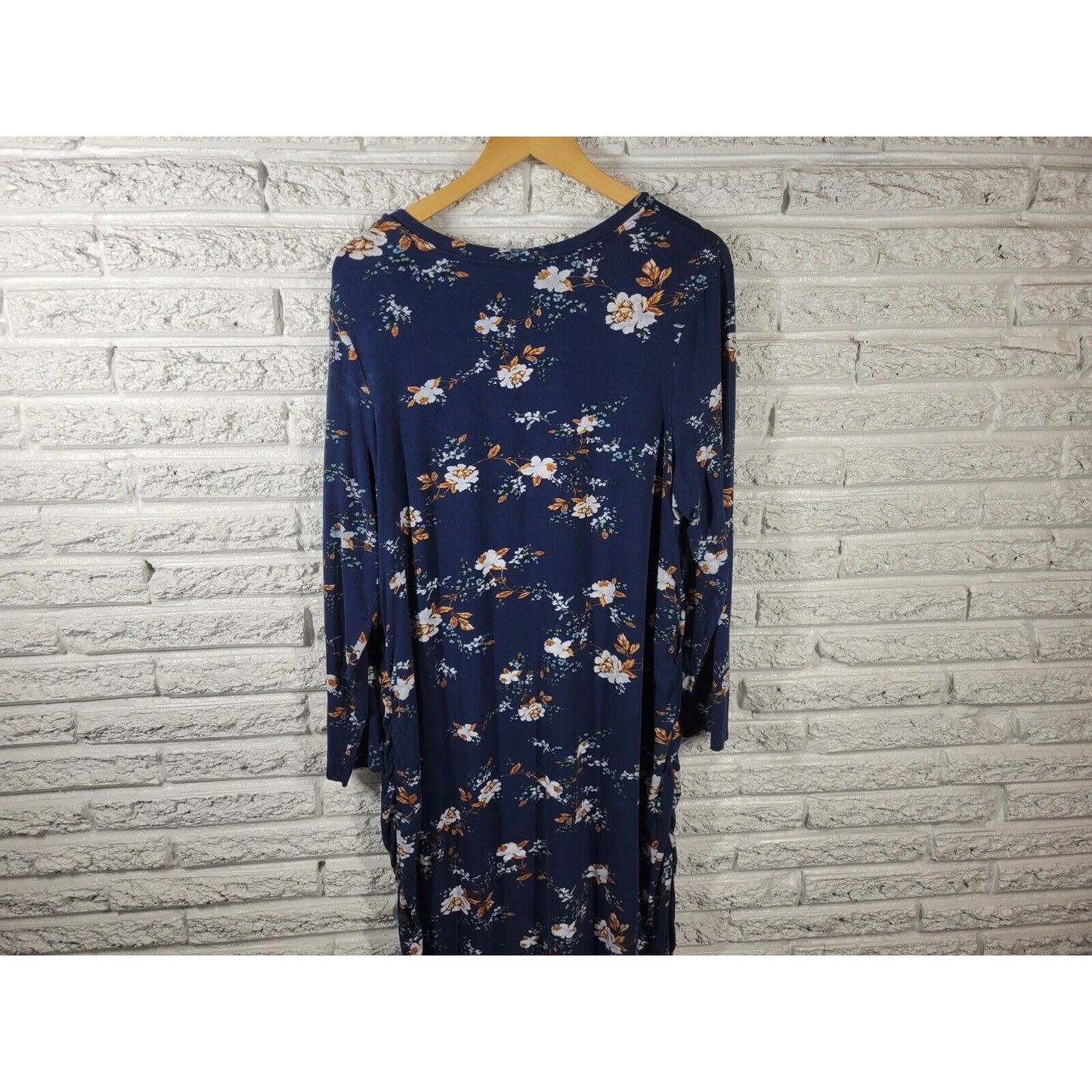 Time Tru Womens Maternity Dress XXL 20 Long Sleeve Blue Floral Casual Comfy