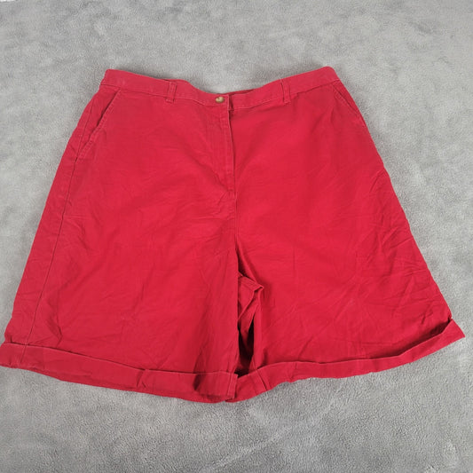 Karen Scott Sport Womens Shorts 18 Plus Cotton Red Zip Fly Lightweight Cuffed