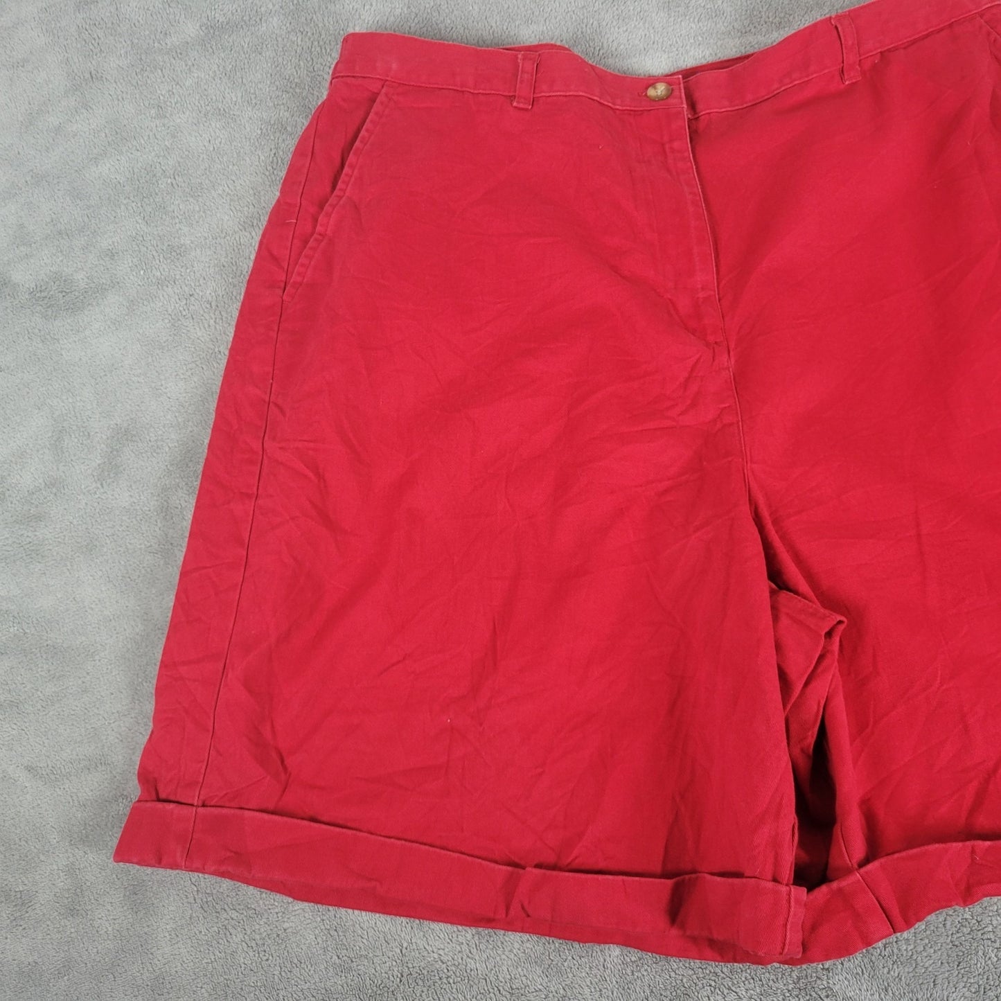 Karen Scott Sport Womens Shorts 18 Plus Cotton Red Zip Fly Lightweight Cuffed