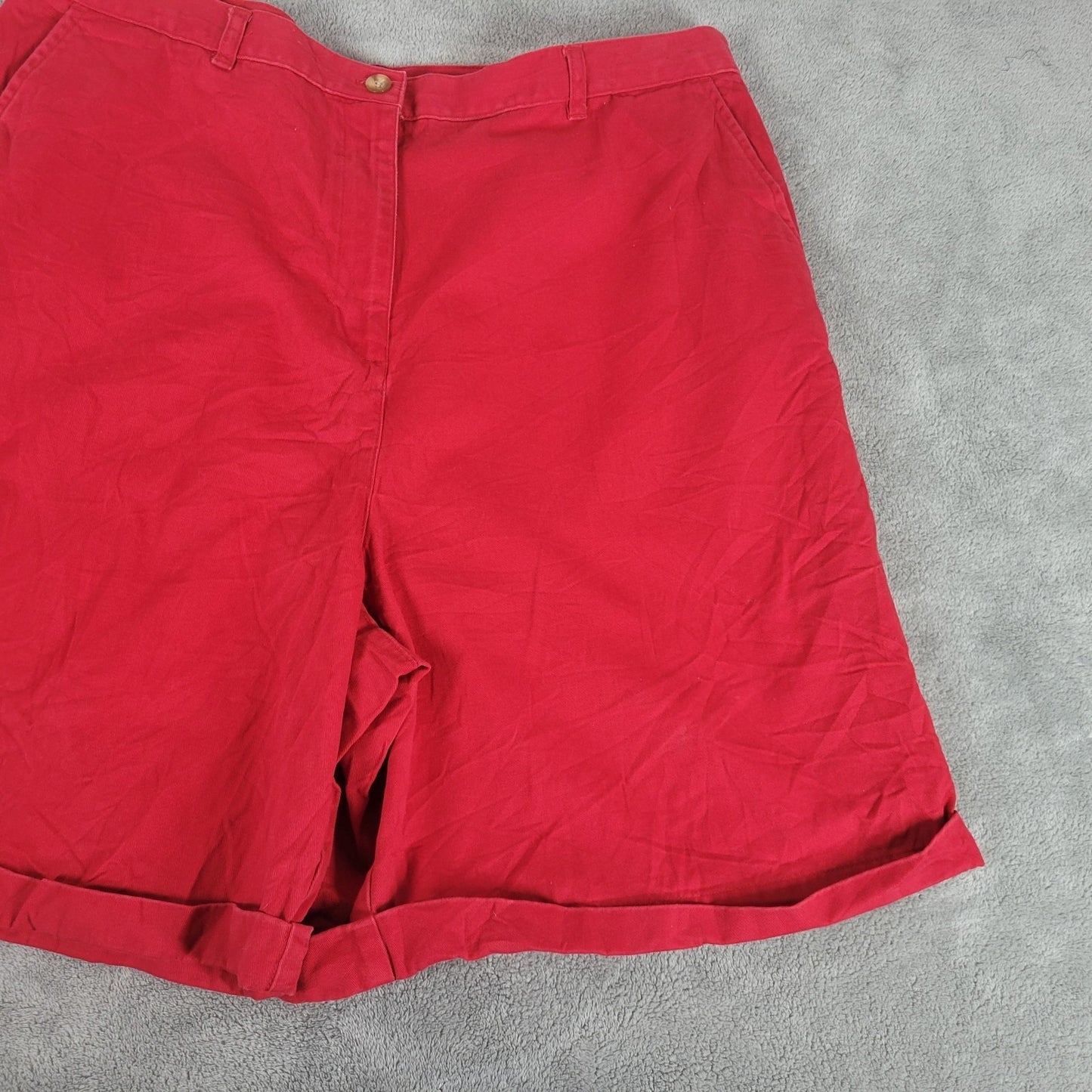 Karen Scott Sport Womens Shorts 18 Plus Cotton Red Zip Fly Lightweight Cuffed