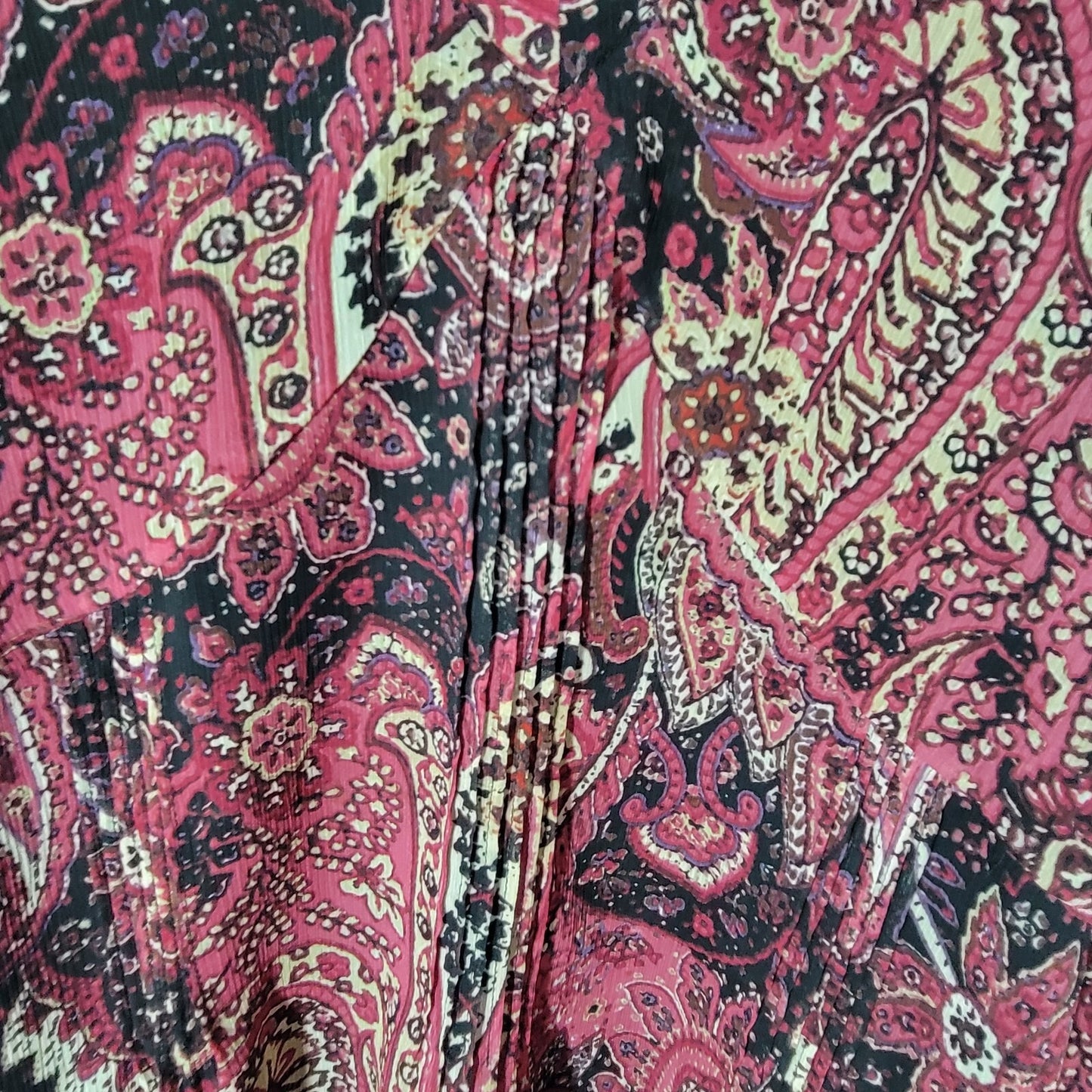 Ana Women Top 3X Plus Sleeveless Burgundy Black Paisley Side Zip Lined Polyester
