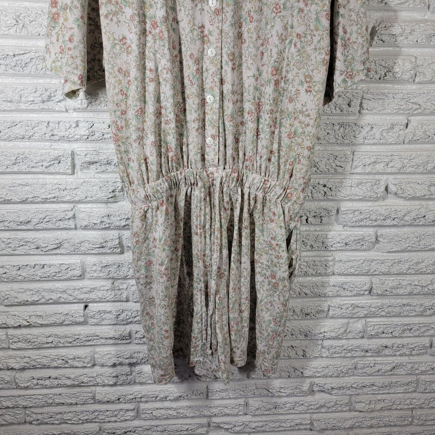 Shenanigans Women Romper 20 Plus Shorts Tan Floral Poly Blend Drawstring Pockets