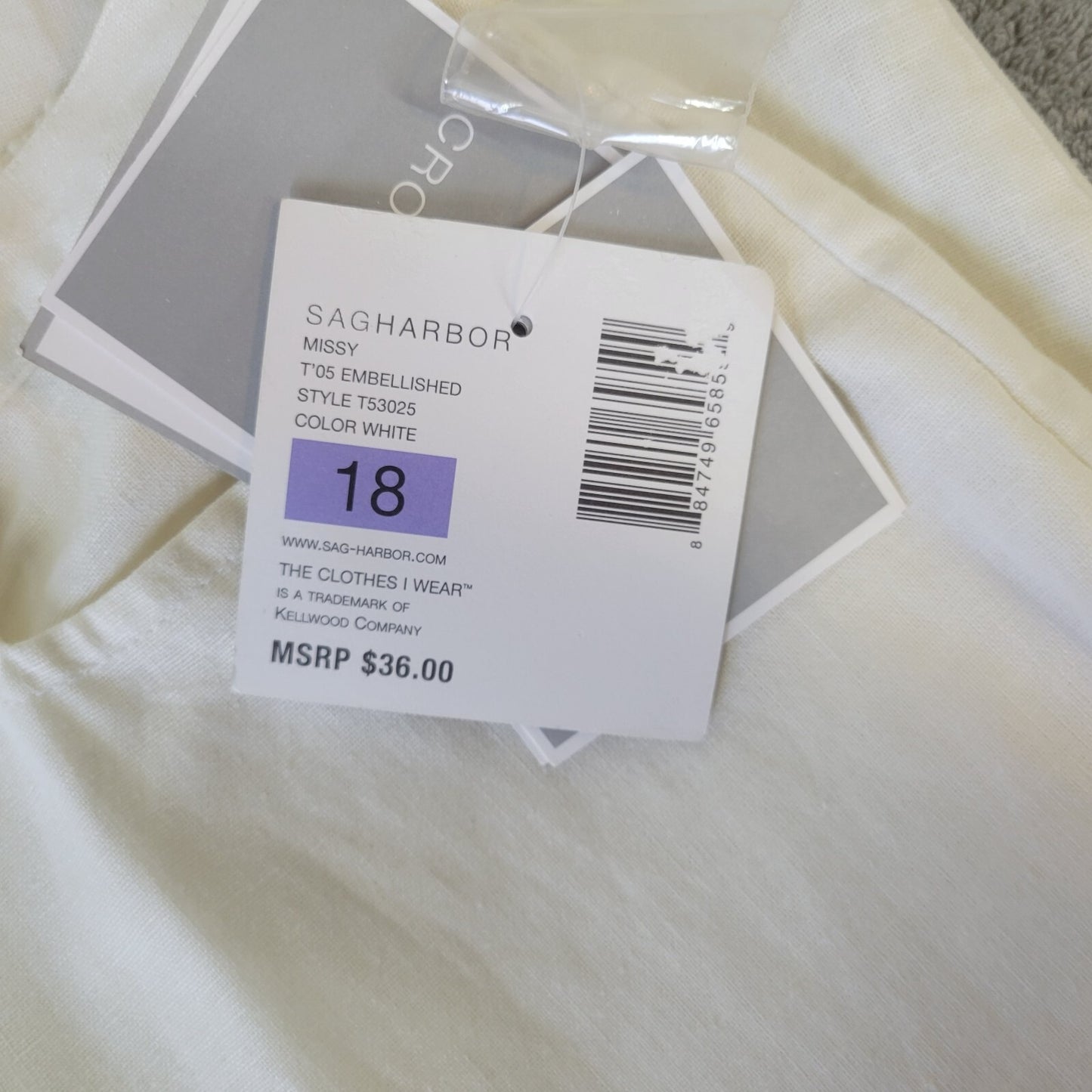 Sag Harbor Women Pants 18 Missy Capri Zip Fly Off White Beaded Lined Embroidered