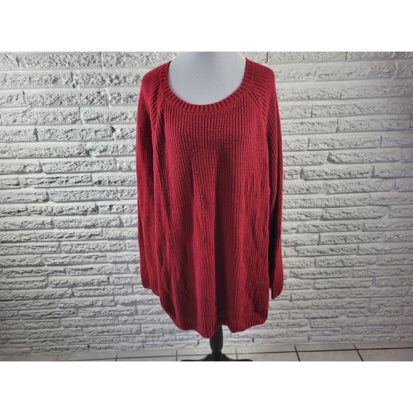Avenue Womens Sweater 4X Plus Long Sleeve Side Zip Red Cotton Blend Casual
