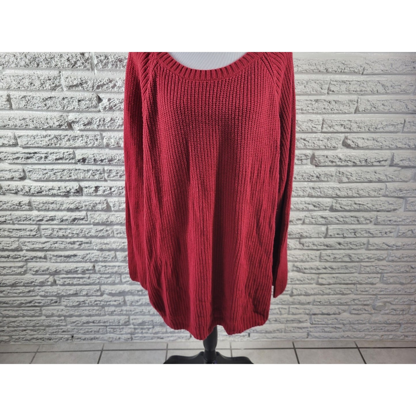 Avenue Womens Sweater 4X Plus Long Sleeve Side Zip Red Cotton Blend Casual