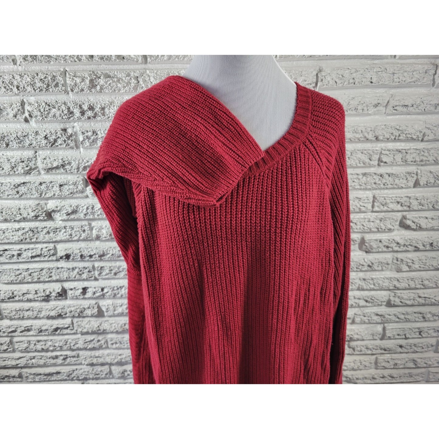 Avenue Womens Sweater 4X Plus Long Sleeve Side Zip Red Cotton Blend Casual