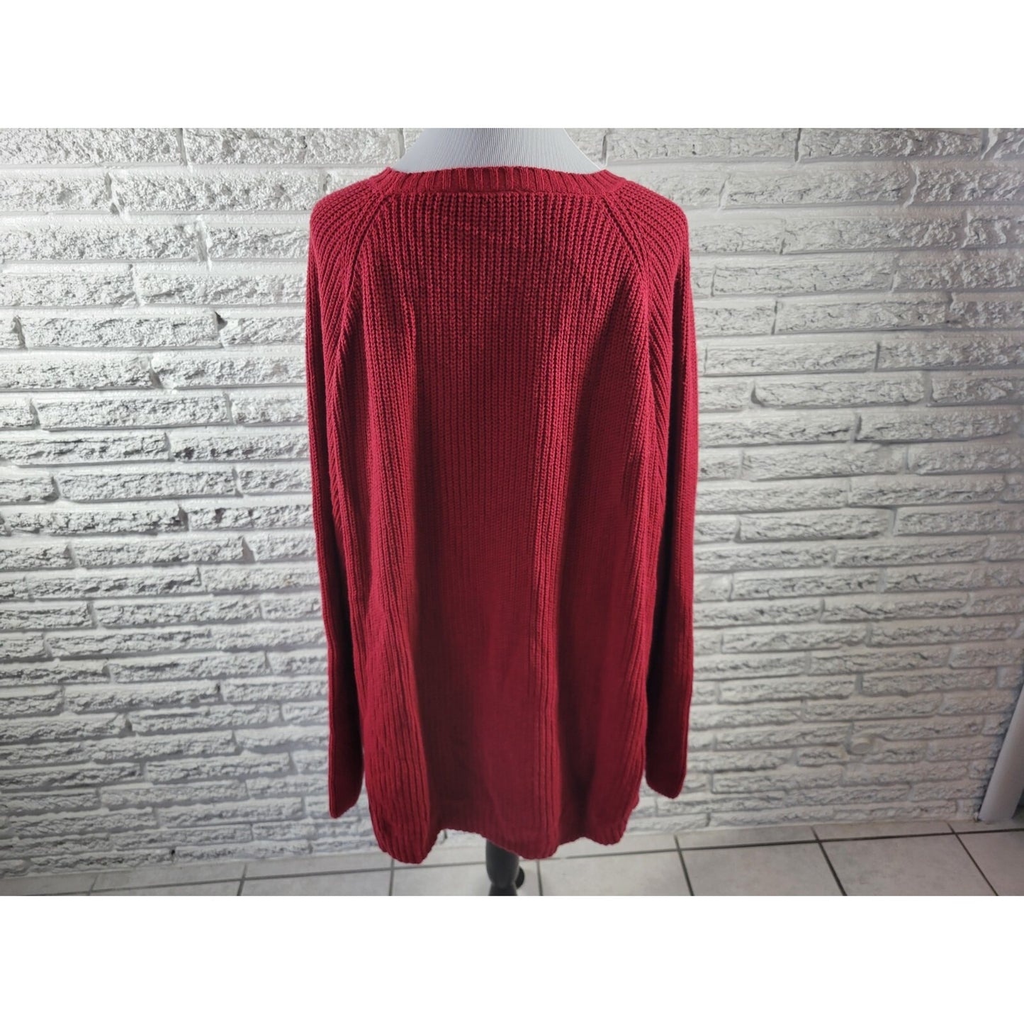 Avenue Womens Sweater 4X Plus Long Sleeve Side Zip Red Cotton Blend Casual