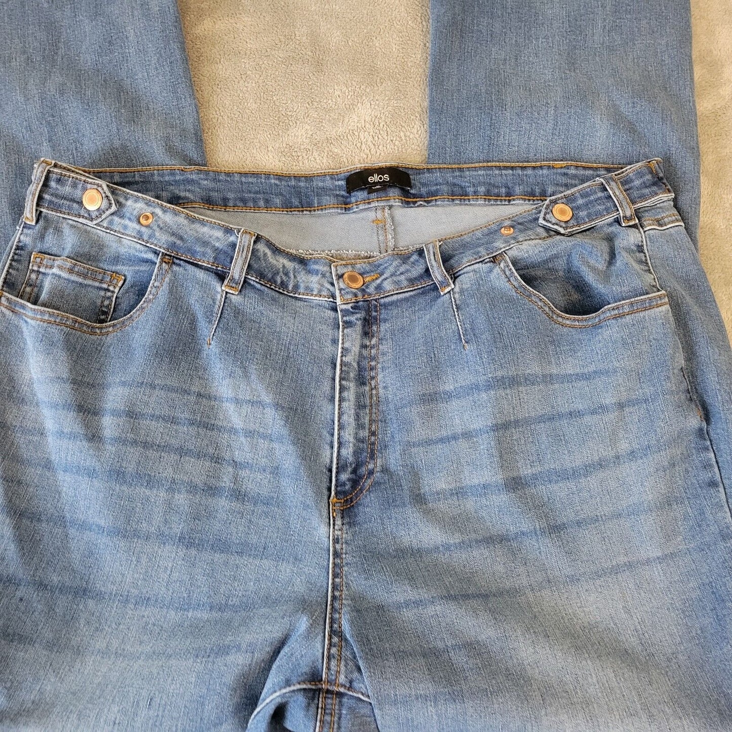 Ellos Womens Jeans 22 Plus Straight Leg Medium Blue Denim Cotton Blend Zip Fly
